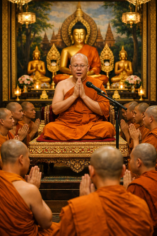พระภิกษุมาลงอุโบสถสังฆกรรมในช่วงเข้าพรรษา
